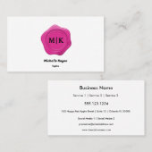 Carte De Visite Sceau de cire rose vif sur noir et blanc (Devant / Derrière)