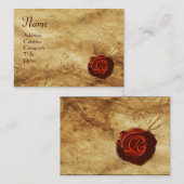 Carte De Visite SCEAU DE CIRE ROUGE, MONogramme DE PARCHEMENT ANTI (Devant / Derrière)