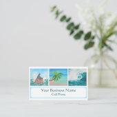 Carte De Visite Sceau de plage Tropical Palm Tree Ocean Wave Rainb (Debout devant)