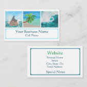 Carte De Visite Sceau de plage Tropical Palm Tree Ocean Wave Rainb (Devant / Derrière)