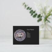 Carte De Visite SCEAU DES CHEVALIERS MODÈLE MONOGRAM lin noir (Debout devant)