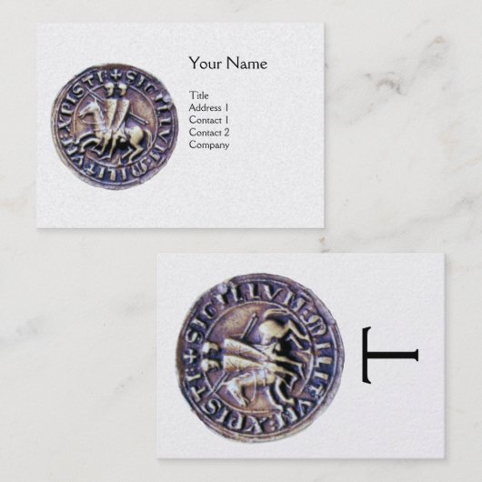 Carte De Visite SCEAU DU MODÈLE DE CHEVALIERS MONOGRAM Pearl Blanc (Devant / Derrière)