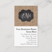 Carte De Visite Scénario Burlap Triple Script Monogramme (Devant)