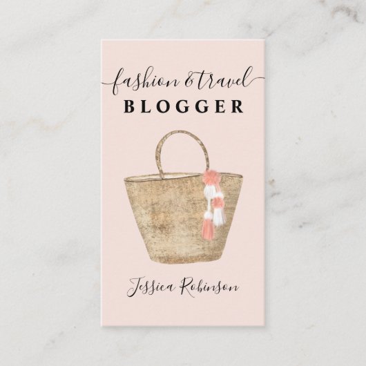Carte De Visite Scénario cool de sac poupée de mode blogueur rose (Devant)