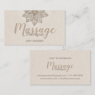 Carte De Visite Scénario de Thérapeute de Massage Moderne Fleur de