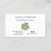 Carte De Visite Scénario floral d'aquarelle des tournesols rustiqu (Dos)