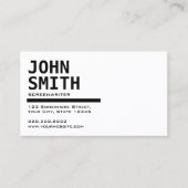 Carte De Visite scénariste minimaliste noir & blanc (Devant)