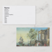 Carte De Visite Scène de port avec le coucher de soleil (huile sur (Devant / Derrière)