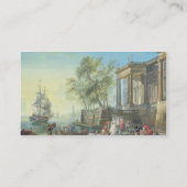 Carte De Visite Scène de port avec le coucher de soleil (huile sur (Dos)
