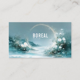 Carte De Visite Scène d'eau céleste florale blanche et lumineuse