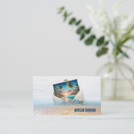 Carte De Visite Scène Des Îles Tropicales En Enveloppe (Debout devant)