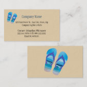 Carte De Visite Scène Plage Flip Flop Amusant Vacances Été Art (Devant / Derrière)