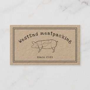 Carte De Visite Schéma de cochon coupé RUSTIQUE charpentier d'atel