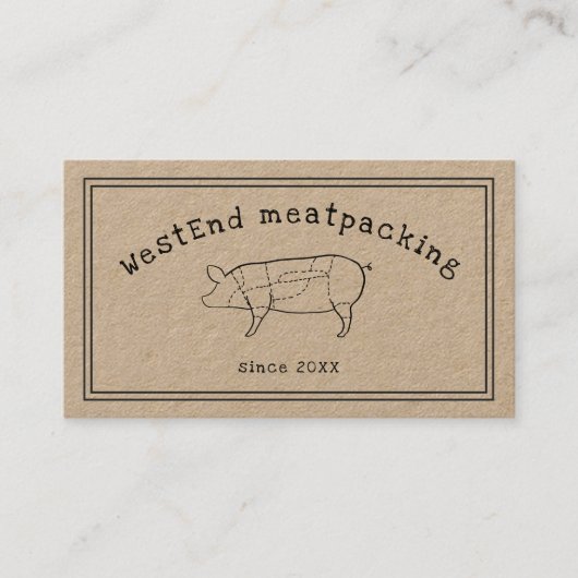 Carte De Visite Schéma de cochon coupé RUSTIQUE charpentier d'atel (Devant)
