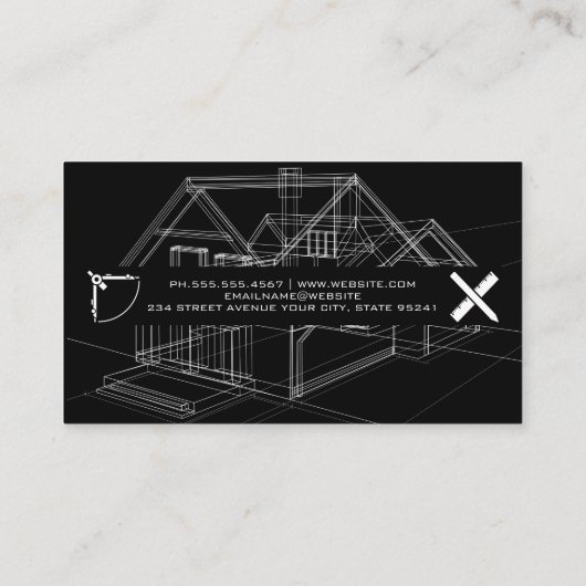 Carte De Visite Schéma des plans | Outils d'architecte (Dos)