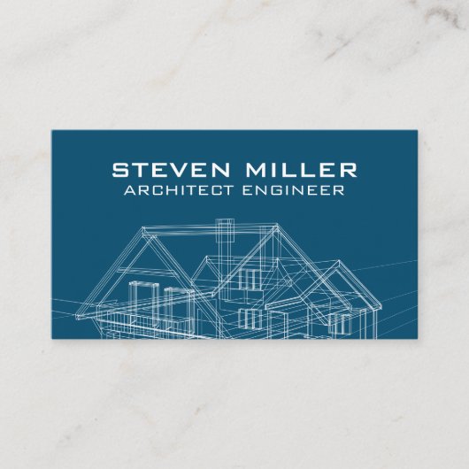 Carte De Visite Schéma d'impression bleu maison | Architecte (Devant)