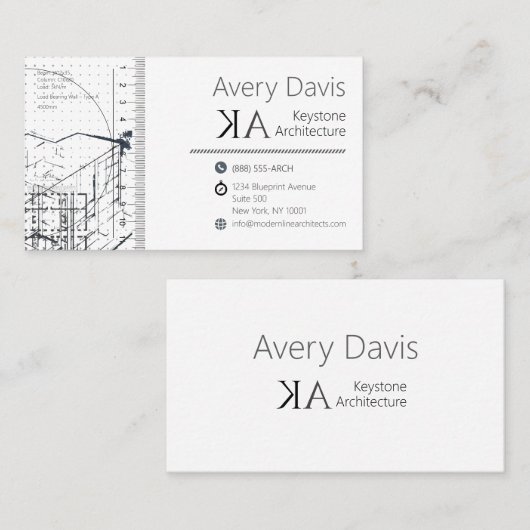 Carte De Visite Schéma directeur de l'ingénieur d'architecture mod (Devant / Derrière)
