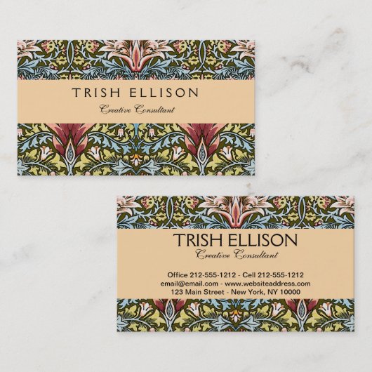 Carte De Visite Schéma floral William Morris Snakeshead (Devant / Derrière)