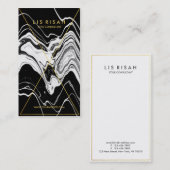 Carte De Visite Schéma moderne feuille d'or avec du marbre blanc (Devant / Derrière)