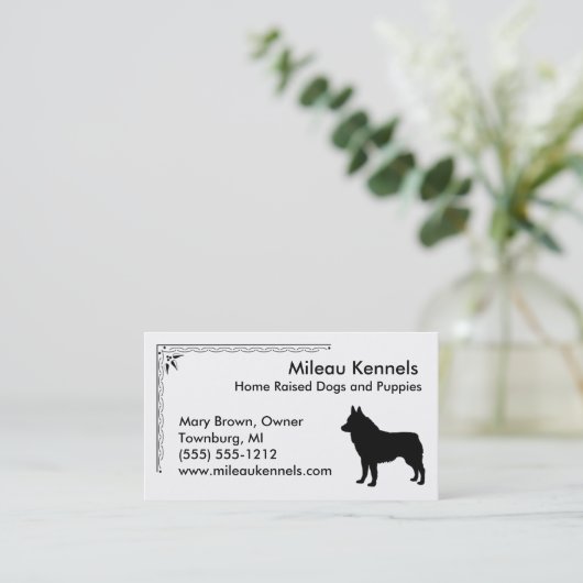 Carte De Visite Schipperke silhouette (Debout devant)