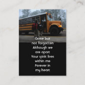 Carte De Visite School Bus Driver Memorial Keepsake  (Dos)