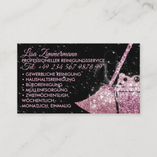 Carte De Visite Schwarz-Rosa Luxus Reinigungsservice Hausmädchen