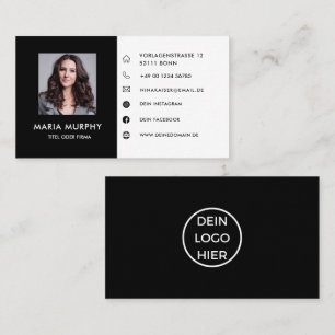 Carte De Visite Schwarz Weiß Visitenkarte Mit Foto/Logo