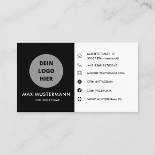 Carte De Visite Schwarz/Weiß Visitenkarte Selbst Gestalten Vorlage