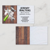 Carte De Visite Scie | Clé | Marteau | Bois et stuc (Devant / Derrière)