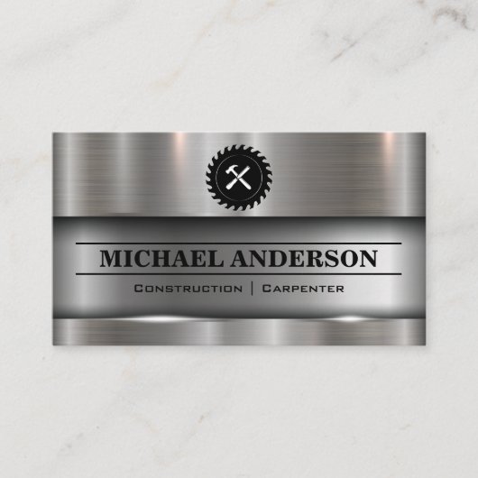 Carte De Visite Scie et marteau industriels broyés métalliques (Devant)