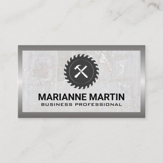 Carte De Visite Scie et marteau | Marbre et métal (Devant)