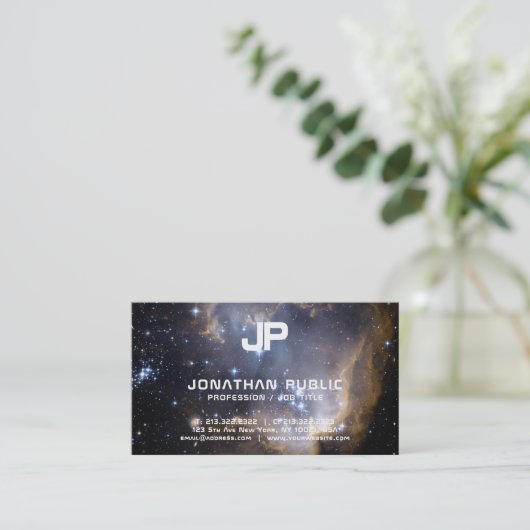 Carte De Visite Science Physique Univers de l'espace Monogramme Pl (Debout devant)