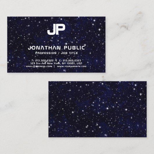 Carte De Visite Science Physique Univers de l'espace Monogramme Pl (Devant / Derrière)