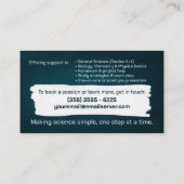 Carte De Visite Science Tutoring - Illustration de la charge d'ens (Dos)
