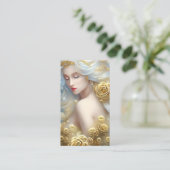 Carte De Visite SciFi Exquise Delicate Gold Intricate Fema Rose (Debout devant)