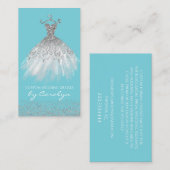 Carte de visite scintillant bleu et argenté (Devant / Derrière)