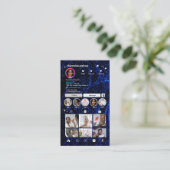 Carte de visite scintillante bleue avec QR code In (Debout devant)