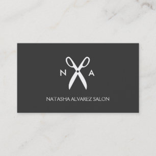 Carte De Visite SCISORS MONOGRAM LOGO pour SALON DE CHEVEUX, LISTE