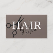 Carte De Visite Scissors QR Code Hair Stylist Matte Brown (Devant)