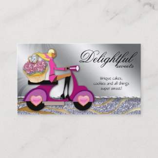 Carte De Visite Scooter Silve de petit gâteau de parties