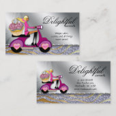 Carte De Visite Scooter Silve de petit gâteau de parties (Devant / Derrière)