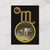 Carte De Visite SCORPIO ZODIAC ANNIVERSAIRE MONOGRAM Grenade rouge (Dos)