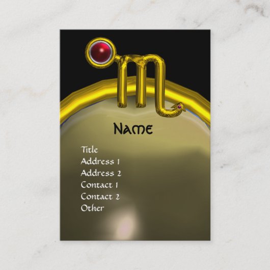 Carte De Visite SCORPIO ZODIAC ANNIVERSAIRE MONOGRAM Grenade rouge (Devant)