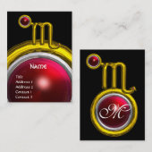 Carte De Visite SCORPIO ZODIAC ANNIVERSAIRE MONOGRAM Grenade rouge (Devant / Derrière)