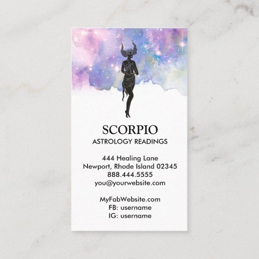 Carte De Visite *~* SCORPIO Zodiac Astrologie Lectures Bleu rose  (Dos)