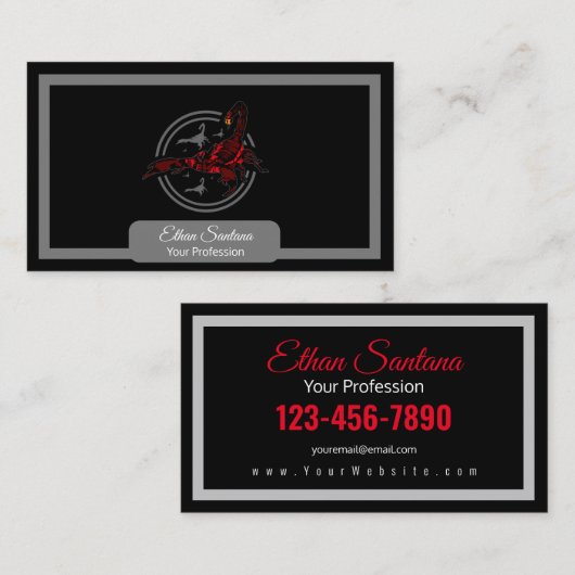 Carte De Visite Scorpion rouge (Devant / Derrière)