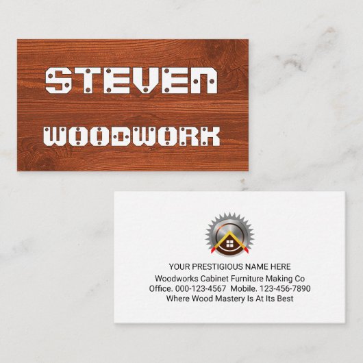 Carte De Visite Screwed In Panel Your Name (Devant / Derrière)