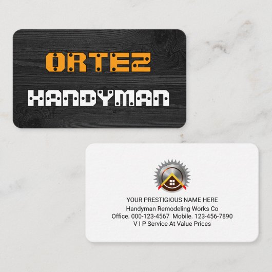 Carte De Visite Screwed In Panel Your Name (Devant / Derrière)