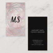 Carte De Visite Scribble Artiste | Monogramme | Livre rose (Devant / Derrière)