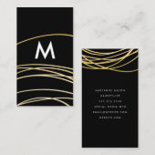 Carte De Visite Scribbles d'or contemporain avec Monogramme (Devant / Derrière)